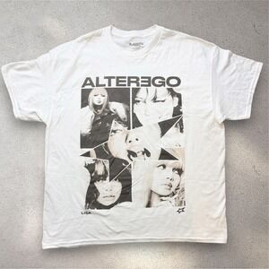 Lisa Blackpink Alter Ego White Graphic T-Shirt Mens XL K-Pop Ceremony of Roses